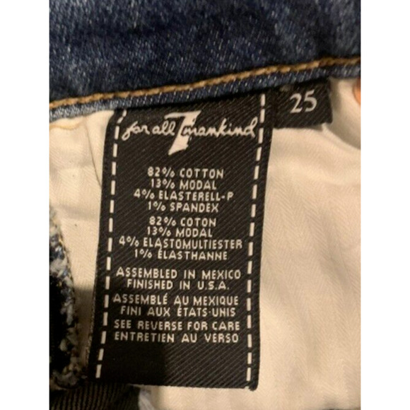 7 For All Mankind Jeans Womens Sz 25 High Waist Skinny Ankle Sparkle Side Pants - Picture 8 of 14